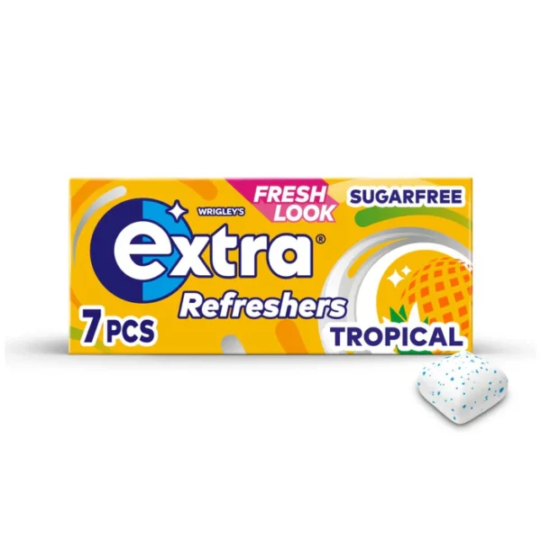 Extra Refreshers Tropical Flavour Sugarfree Chewing Gum Handy Box 7 Pieces