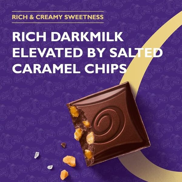 Cadbury Darkmilk Salted Caramel Chocolate Bar, Rich and Velvety, 85g - Image 3