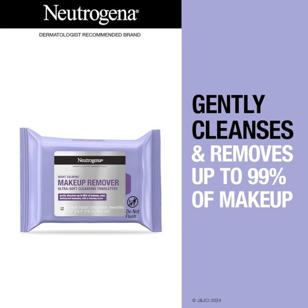 Neutrogena Night Calming Facial Cleansing Makeup Remover Towelettes – 25ct - Image 2